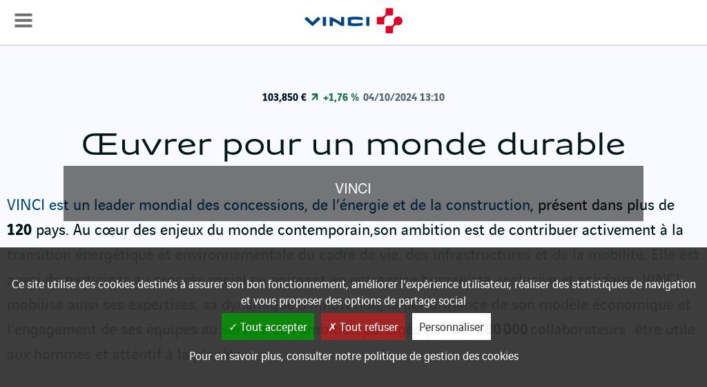 VINCI lance un programme de rachat d'actions de 250 millions d'euros